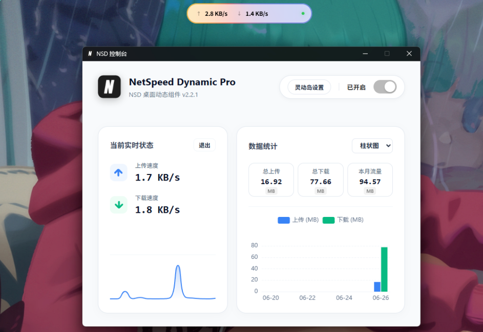 给电脑添加个「灵动岛」NetSpeed Dynamic Pro-小白猿